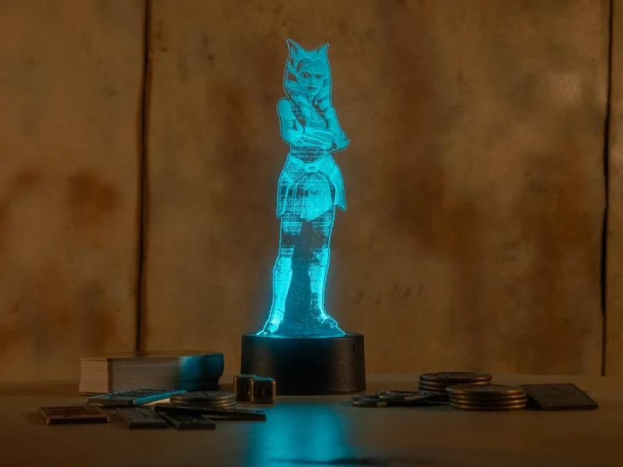 Ahsoka Tano Hologram LED Night Light | Star Wars Clone Wars Engraved Acrylic nightlight remote control | Fulcrum Symbol | Geek Nerd Gift Art