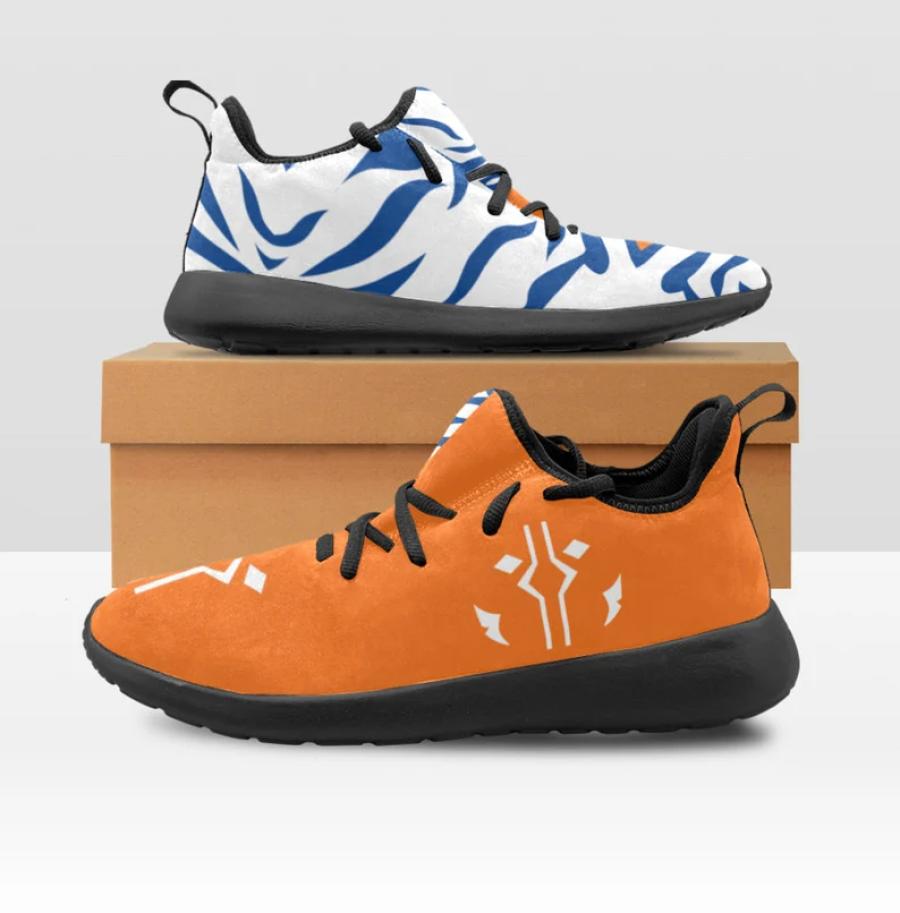 MEN'S Sizes - Fulcrum Orange/Blue & White Split Design - Pull On Sneakers - Ahsoka Inspired