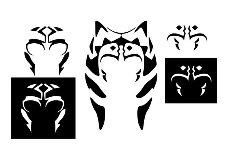 Star Wars Ahsoka Tano Padawan / Rebels Face Paint Stencils and Sticker Cutouts Costume Cosplay Digital Download SVG PNG Editable!
