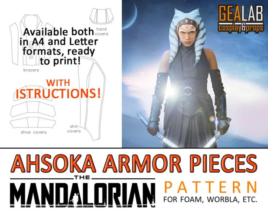 Ahsoka Tano Armor Pieces - PDF Pattern for Foam Cosplay (Star Wars - The Mandalorian)