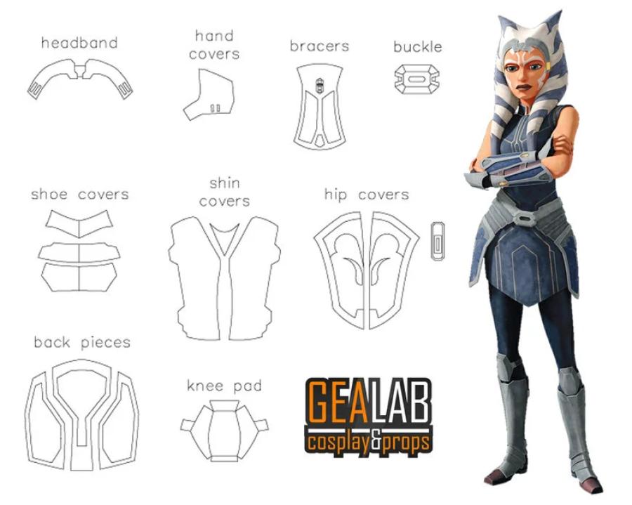 Ahsoka Tano Armor Pieces - PDF Pattern for Foam Cosplay (Star Wars - The Clone Wars, Season 7)